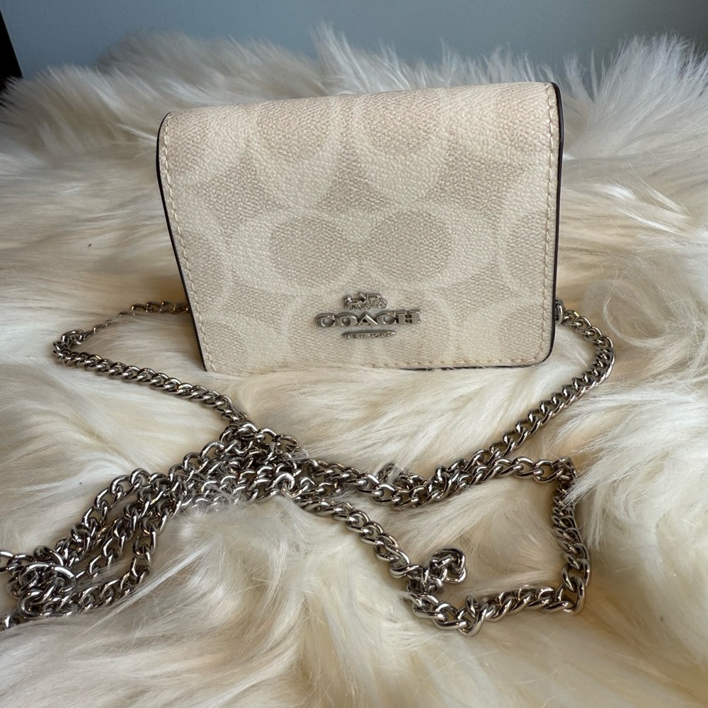 Coach Cream Crossbody Bag with Signature Pattern